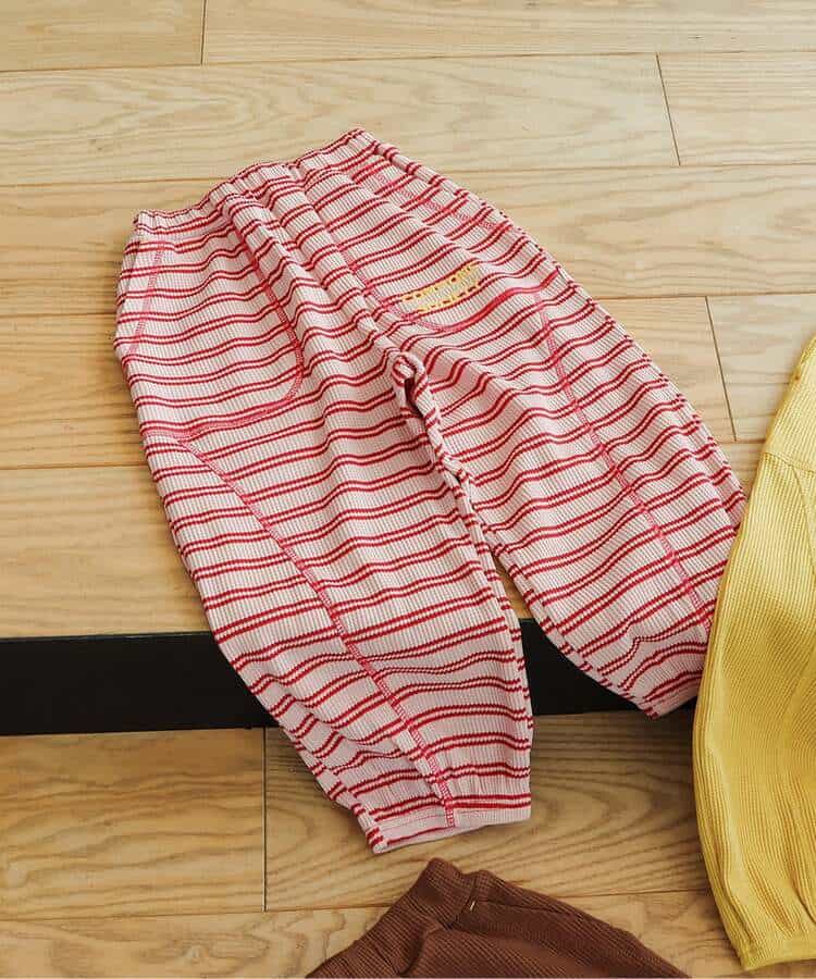 ワッフル配色ステッチ刺繍パンツ_970101