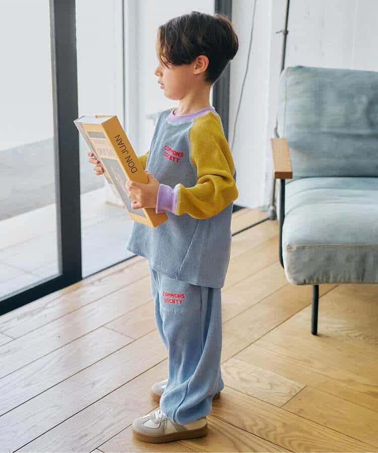 ワッフル配色ステッチ刺繍パンツ_970124