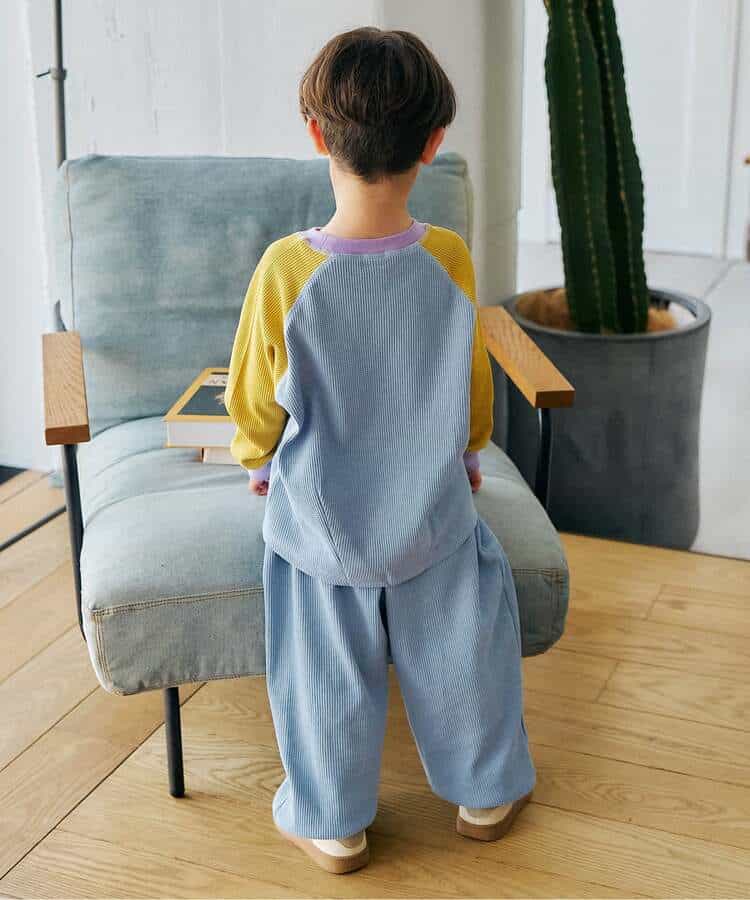ワッフル配色ステッチ刺繍パンツ_970125