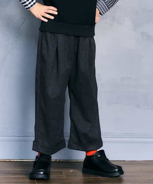 ウールライクワイドタックパンツ  10分丈