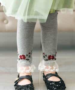 ★SALE★お花・雪柄裾レースレギンス