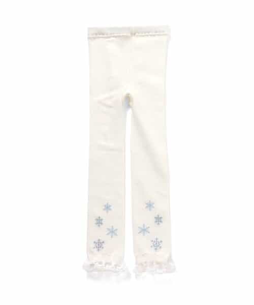 お花・雪柄裾レースレギンス