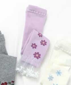 ★SALE★お花・雪柄裾レースレギンス