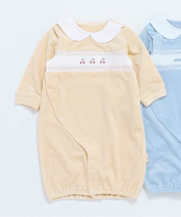 スモッキング刺繍ベロア2WAYオール