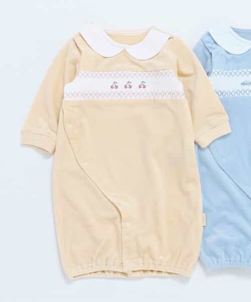 ★SALE★スモッキング刺繍ベロア2WAYオール