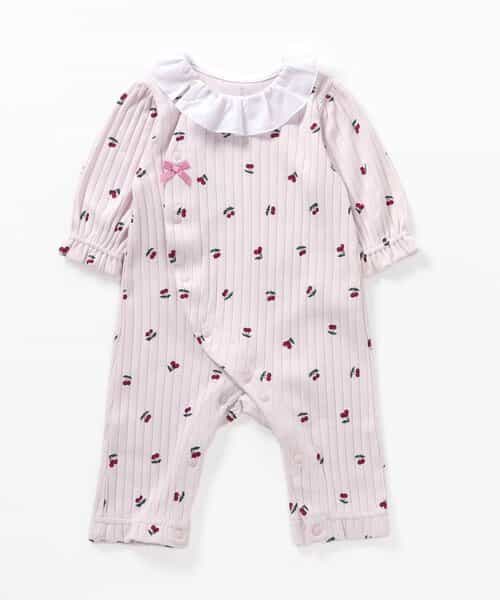 サクランボ柄カバーオール