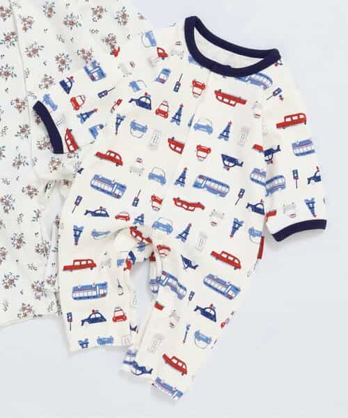 ★SALE★リブ総柄カバーオール