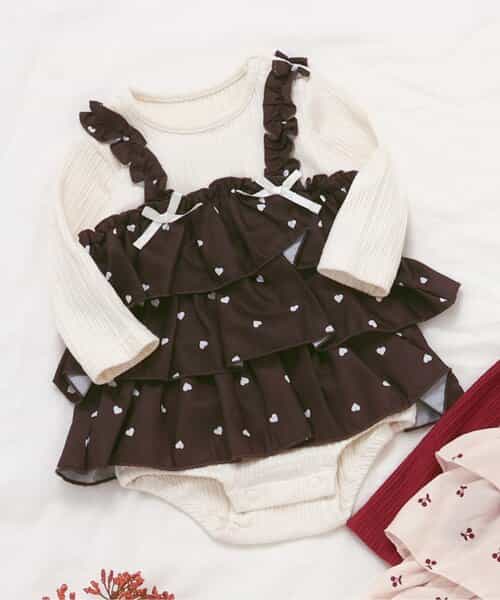 ★SALE★【リンク】さくらんぼ・ハートプリントティアードカバーオール