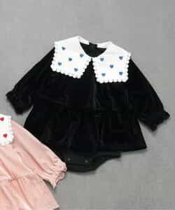 ★SALE★【リンク】ハート襟刺繍ティアードカバーオール