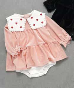 ★SALE★【リンク】ハート襟刺繍ティアードカバーオール