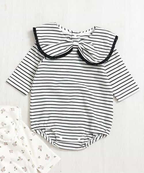 リボン衿ボディースーツ