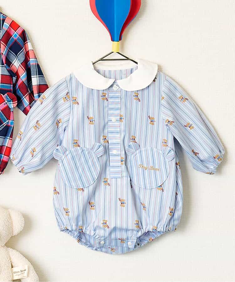 tiny bear ストライプ＆チェックボディースーツ