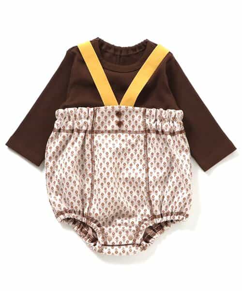 【2Pセット】ジャガードサロペット&長袖インナー