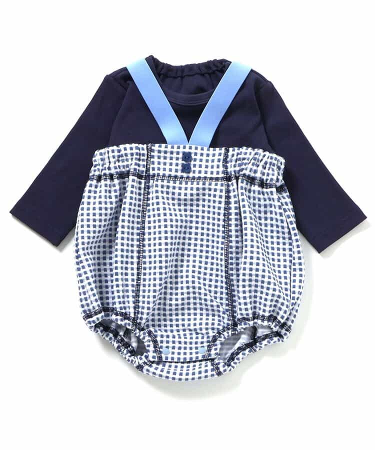 【2Pセット】ジャガードサロペット&長袖インナー