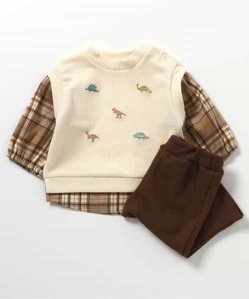 モチーフ刺繍ベストレイヤードセットアップ