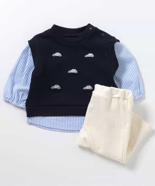 モチーフ刺繍ベストレイヤードセットアップ