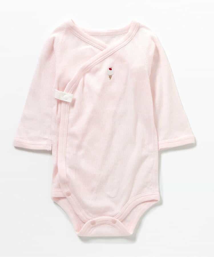 ☆6/25(木)お昼12:59まで3点10％OFF☆ベビー長袖リブボディ肌着　ワンポイント・総柄