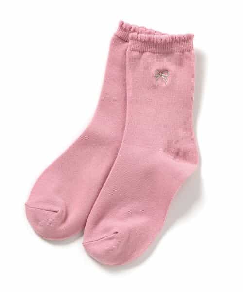 3P対象 ワンポイント刺繍クルーソックス