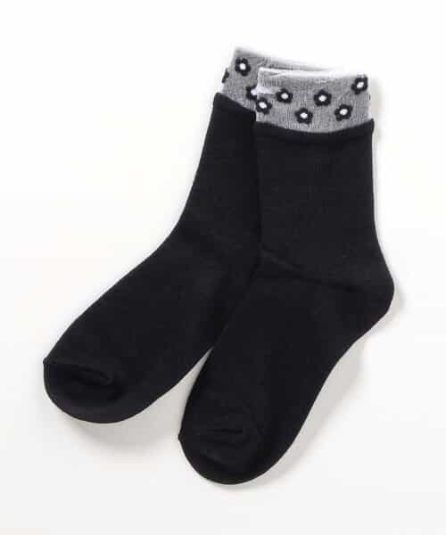 3P対象 お花・ハート折り返しソックス