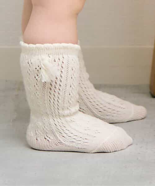 透かし編みベビーハイソックス