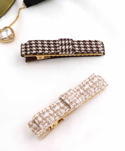 ★SALE★ツイードリボンヘアクリップセット【フォーマル対応】