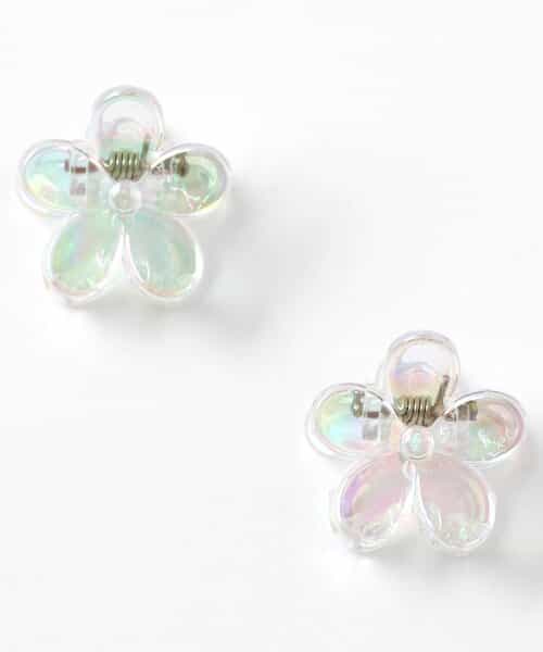 リボン・お花クリアヘアクリップ2個セット
