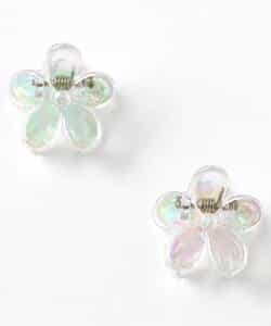 リボン・お花クリアヘアクリップ2個セット