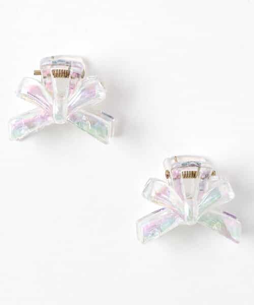 リボン・お花クリアヘアクリップ2個セット
