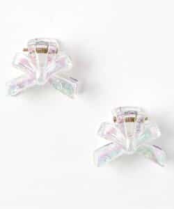 リボン・お花クリアヘアクリップ2個セット