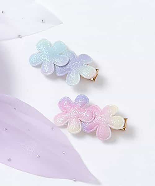 花・星グラデーションヘアクリップ2個セット