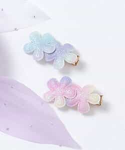 花・星グラデーションヘアクリップ2個セット