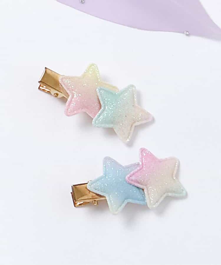 花・星グラデーションヘアクリップ2個セット