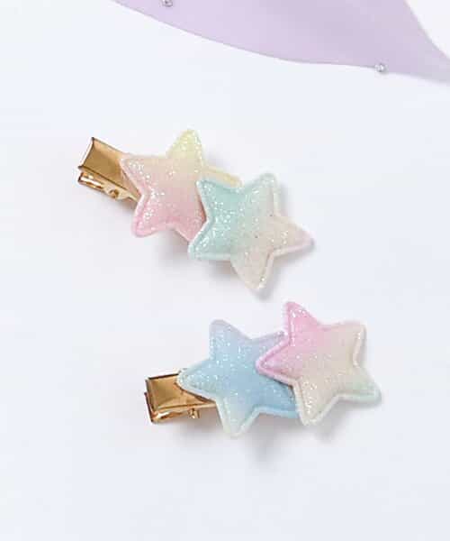 花・星グラデーションヘアクリップ2個セット