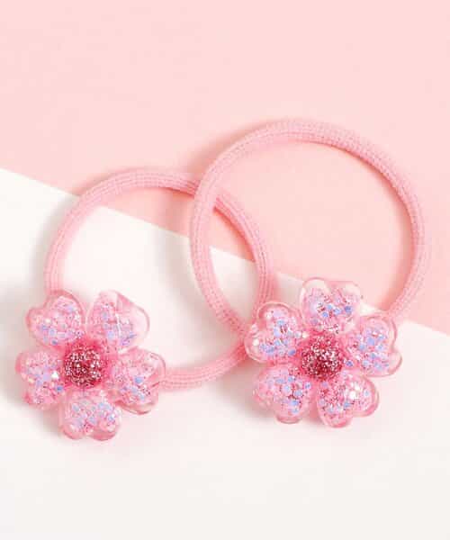 お花ラメミニヘアゴム2個セット