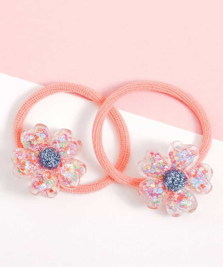 お花ラメミニヘアゴム2個セット