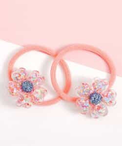 お花ラメミニヘアゴム2個セット