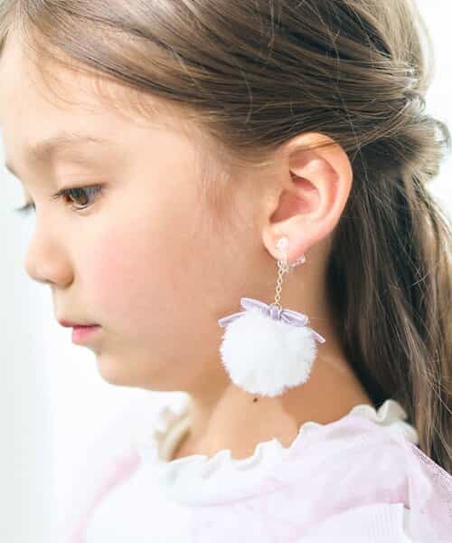 リボンファーイヤリング【フォーマル対応】