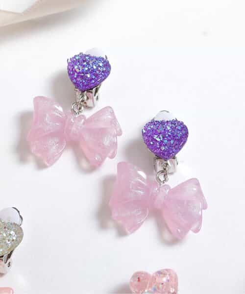 ハートリボンイヤリング