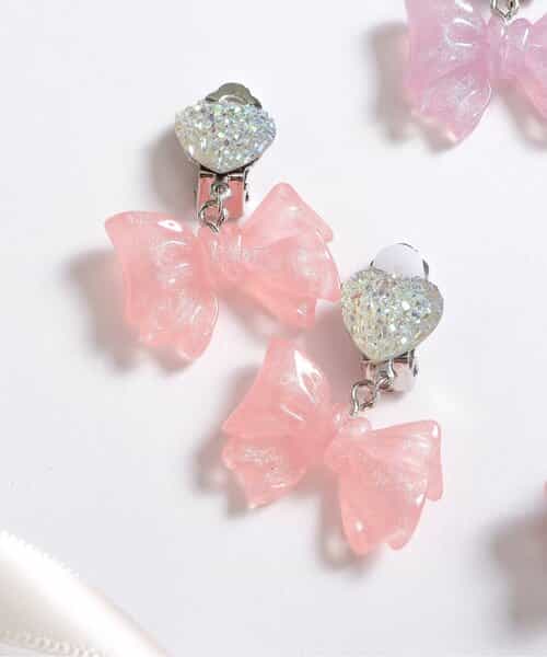 ハートリボンイヤリング