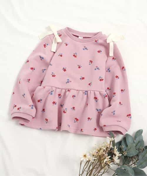 WEB限定 肩リボンペプラムトレーナー