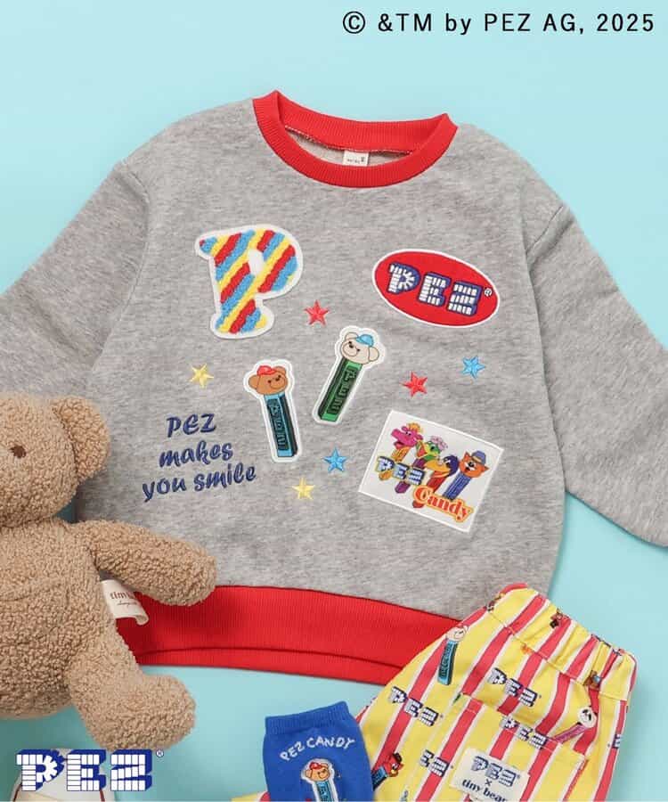 WEB限定 PEZ×tiny bear ワッペン＆刺繍トレーナー
