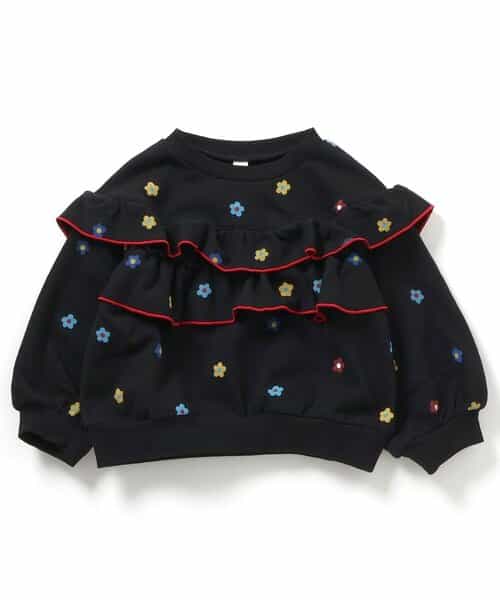 フラワー・無地メロウフリルトレーナー