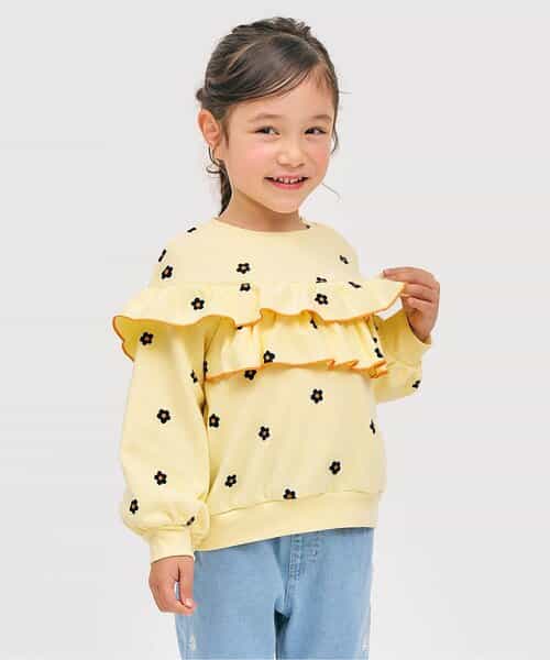 フラワー・無地メロウフリルトレーナー