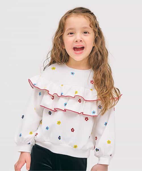 フラワー・無地メロウフリルトレーナー