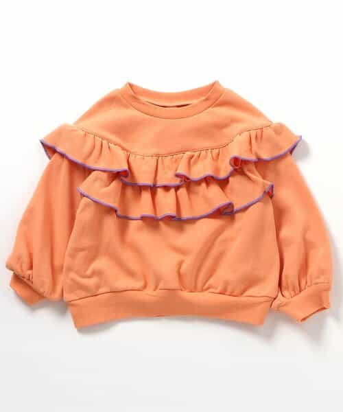 フラワー・無地メロウフリルトレーナー