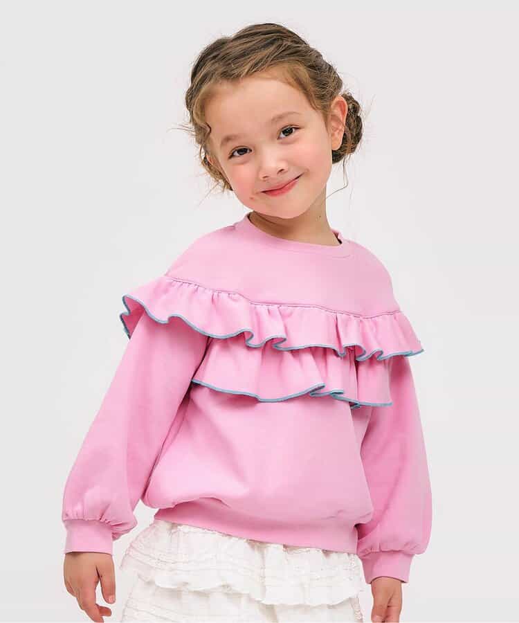 フラワー・無地メロウフリルトレーナー