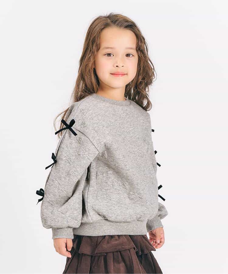 袖リボンキルトトレーナー