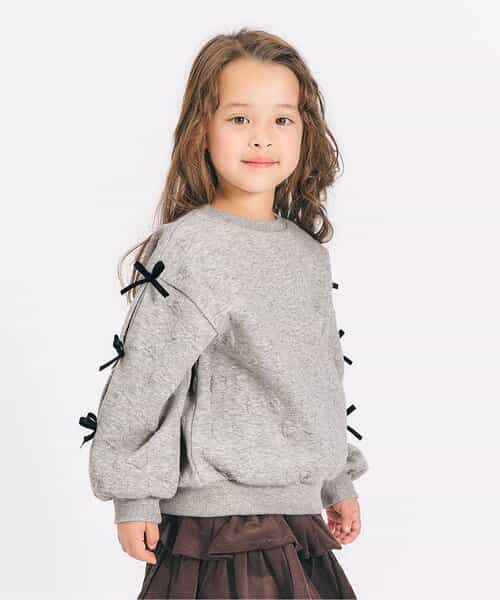 袖リボンキルトトレーナー