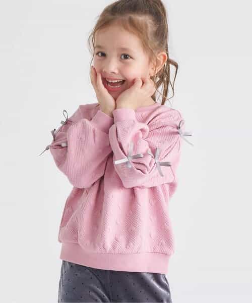 袖リボンキルトトレーナー