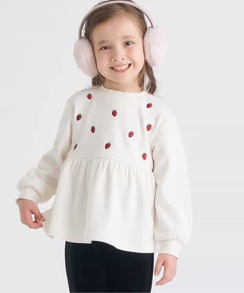 WEB限定 裏シャギーペプラム刺繍トレーナー